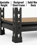 Heavy Duty 5 Tier Bolt Free Storage Shelving Rack 2 Pack Quick Snap Metal Shelves for garage workshop adjustable height design.