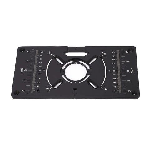 Heavy Duty Aluminum Router Table Insert Plates For Workshop Pros And 24X13X2 Inch Universal Flip Top Base showing measurement guides.