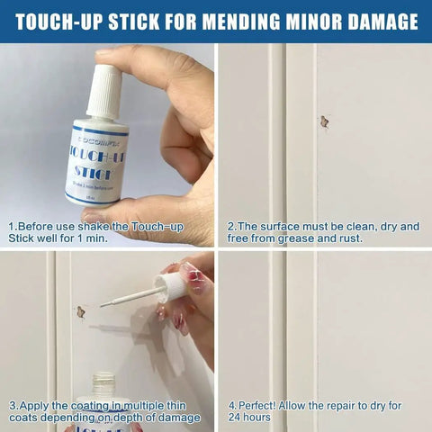 Multi Surface White Touch Up Paint Pen For Interior And Exterior Scratch Repair On Walls Doors Cabinets Wood And Furniture Water Based Low Odor No Mess Easy To Use 1.5 Fl Oz Perfect White Quick Coverage For Dings And Scratches used in four steps