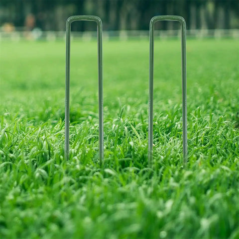 U Shaped Galvanized Steel Ground Pins Garden Stakes And Staples For Landscape Netting And Ground Sheets Heavy Duty Pegs 6 Inch