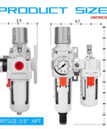 Three Eighths Inch NPT Auto Drain Air Filter Regulator Lubricator FRL Heavy Duty Combo with gauge and poly bowl
