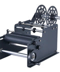 No Sweat Semi Automatic Label Applicator For Breweries And Food Shops Effortless Self Adhesive Dispenser with black metal construction.