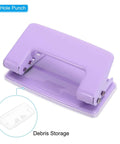 Two Hole One Quarter Inch Paper Punch For Office And Home Metal Hole Puncher With Eight Sheet Capacity Durable Purple Puncher