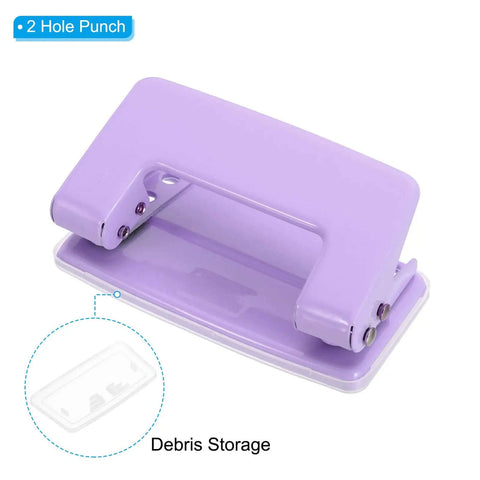 Two Hole One Quarter Inch Paper Punch For Office And Home Metal Hole Puncher With Eight Sheet Capacity Durable Purple Puncher