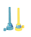 Two blue and yellow clip spouts from 10 Piece Funnel Set For Garage And Shop With All The Gear You Need For Oil Fuel And Other Automotive Fluids Perfect For Quick Transfers And Maintenance Tasks.