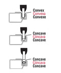 Diagram showing convex and concave profiles for Screen Retainer Spline 0.185 Inch Diameter Three Sixteenths Inch Thick Black Vinyl Roll 250 Feet.