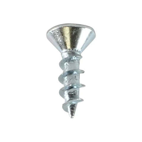 One Hundred Count Gage Six By Half Inch Coarse Thread Phillips Flat Head Wood Screws Zinc Plated Heavy Duty Fasteners For Mdf And Plywood showing detailed view of screw head.