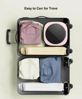 Compact Foldable Mini Washer With 6.5L Drum in a suitcase with clothing, highlighting portability and easy travel.