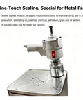Heavy Duty Pneumatic Oil Barrel Sealer For 49mm Metal Pails sealing a metallic pail lid with an automatic crimper gun.