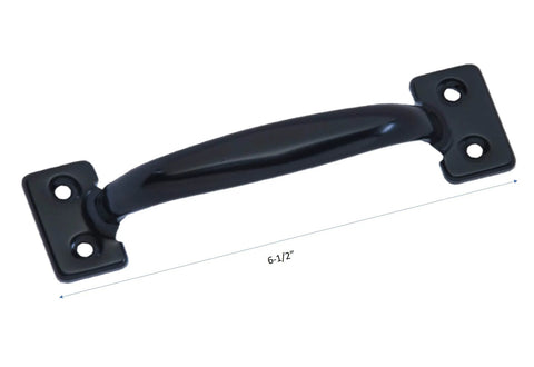 Door Pull Six And A Half Inch Steel Black Coated Surface Mount Two Pack With Mounting Hardware For Barn Garage Screen Doors Fence Gates