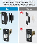 Comparison showing Matte Black Door Lever Set Heavy Duty Reversible Square Handle with US Standard Strike Plate versus other style