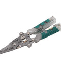Heavy Duty 20 Function Multifunctional Wire Stripper Pliers with ergonomic rubber grip, folding design for cutting and crimping.