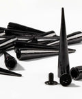 40-set black cone spike and rivet kit for clothing crafts; includes 7×40mm spikes, caps, and tool