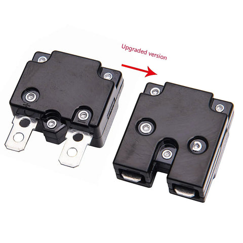 2 Pack Automatic Reset Circuit Breaker 10A 125 To 250V AC, 50V DC Thermal Relay Switch, front view, kid-friendly upgrade