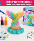 Mermaid Crystal Growing Kit For Kids 6 To 8, STEM Craft Toy That Grows Sparkling Crystals On A Mermaid Tail, Totally Screen-Free, Hands-On Science And Art Project For Young Scientists. Painted crystal mermaid kit with brush and colors