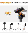 62 Inch Phone Selfie Stick Tripod With 2 In 1 Extendable Pole Bluetooth Remote And 360 Degree Ball Head adjustments displayed