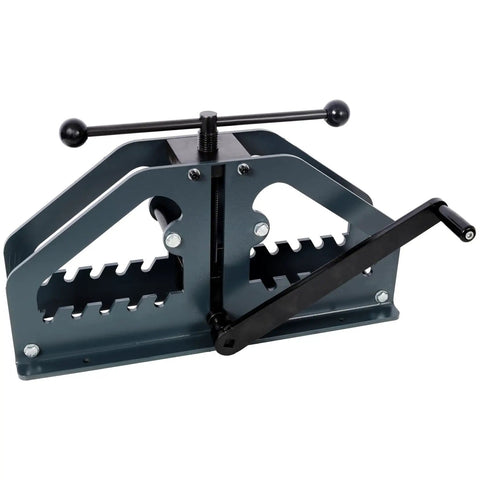 Heavy Duty Manual Tube Roller Bender Pipe Bending Machine with crank handle, carbon steel frame for precise tube shaping.