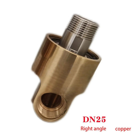 Brass Two Way Rotary Joint Swivel Union Three Eighths Inch Right Thread For Water Air Oil Piping Durable Swivel Coupling Rotation Two Direction Rotary Union Heavy Duty Hydraulic Connector, DN25 right angle brass connector