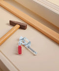4 Piece Quick Release Toggle Clamps Set With Push Pull Action, heavy duty welding clamp for woodworking, next to wooden beam