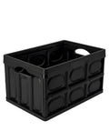 Big Time Heavy Duty Collapsible Storage Bin With 16 Gallon Capacity, Folds Flat Easy, stackable plastic crate in sleek black.