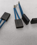 4Pcs Pack 6X15X20mm Carbon Graphite Brushes For Electric Forklifts And Golf Cart Motors, showing four black brushes with blue wires.