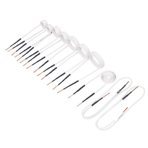 Heavy Duty Induction Heater Coil Kit 10 Piece Brass Core Bundle includes various coil sizes for rust removal.