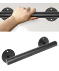 One Foot Matte Black Indoor Stair Railing And Short Metal Handrail Built Tough As Nails With Heavy Steel Pipe and Galvanized Brackets