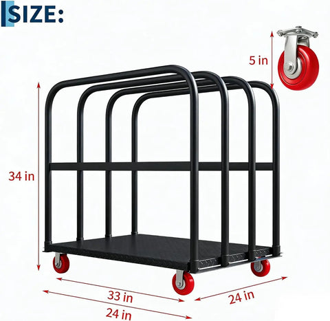 Heavy Duty Drywall Dolly 2000 Lb Capacity 2 In 1 Panel Cart With Brakes 41 X 24 Platform Truck For Moving Sheetrock Plywood And Other Bulk Construction Materials Safely, 33x24 in steel deck