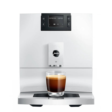 Piano White Super Automatic Coffee Machine With Pro Aroma Grinder And Pulse Extraction Tech For Straight Barista Quality Crema Hassle Free Dual Cup Serving In A Clean Compact Setup with espresso.