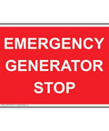 Emergency Generator Stop Sign 10x7 Inch Plastic For Electrical Panels Indoor Outdoor Weather Resistant With Protective Laminate