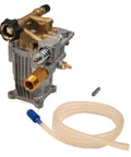 Beefed Up 3000 PSI Pressure Washer Water Pump For Home And Pro Use 2.5 GPM Flow 3450 RPM Shaft detail with hose