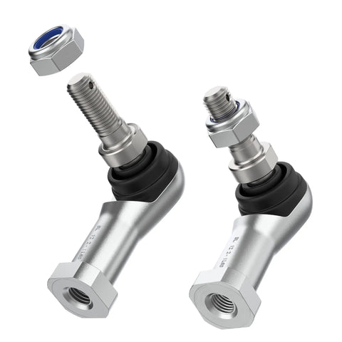Outer Tie Rod End Replacement Kit For Yamaha Golf Carts G22 G27 G29 Drive Gas And Electric 2003 Up 2-Pack Ball Joint Replacement Replaces OEM JU0-F3841-00, two silver steering ends