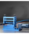 Top Rated Fully Automatic Cable Stripper Machine Multi Function Electric Wire Stripper Heavy Duty Tool in blue with wires attached.