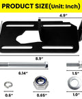 Premium Grade Rock Solid Slotted LS Swap Motor Mounts For Custom Tilt And Clearance Fixes Works With Manual Or Auto Transmissions Quick Shop Install Beat Fitment Bull size dimensions in inches showing motor mount brackets and hardware.