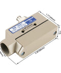 Sealed TZ-6001 Limit Switch Pack of 2 with dimensions, beige aluminum shell, plunger actuator, for industrial machinery.