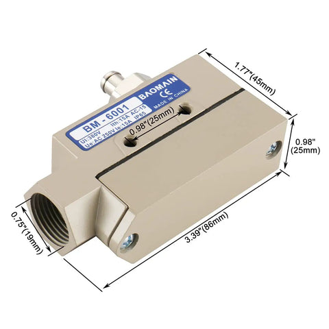 Sealed TZ-6001 Limit Switch Pack of 2 with dimensions, beige aluminum shell, plunger actuator, for industrial machinery.