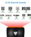 Front view of Hands Free 1D 2D Barcode Scanner With QR Reader Plug And Play For Desktop POS Systems Screen Scanning Supported