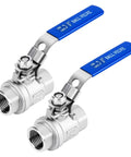 Two Pack 3/8 Inch Stainless Steel Ball Valves NPT Female Full Port With Locking Handle Heavy Duty Shut Off Valves For Home And Industrial Use