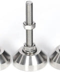 Rock Solid Adjustable Furniture Leveling Feet With Non Slip Stainless Steel Base Anti Wobble Threaded Glides For Uneven Floors Heavy Duty Shock Absorber Pack Of Two, metal leveling feet with threaded stems