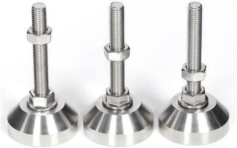 Rock Solid Adjustable Furniture Leveling Feet With Non Slip Stainless Steel Base Anti Wobble Threaded Glides For Uneven Floors Heavy Duty Shock Absorber Pack Of Two, metal leveling feet with threaded stems