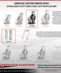 Extra Heavy Duty 10 Inch Caster Set Featuring Rock Solid Semi Steel Cast Iron Wheels includes swivel and rigid options for heavy loads.