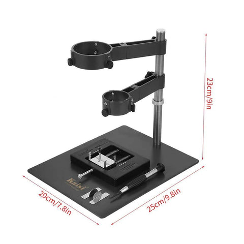 Sturdy Adjustable Hot Air Gun Holder With Cast Aluminum Base Clamp And Two Fixtures For BGA Rework Soldering Station