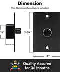 Smooth Operator 12V Rotary Light Dimmer Switch for RV Camper Van Boat Trailer dimension diagram with aluminum faceplate.