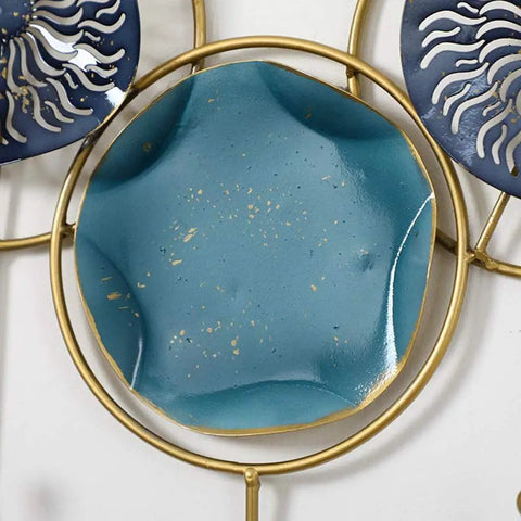 Detail of decorative wall plate with gold trim, part of Wall Mounted Coat Rack With Heavy Duty Iron Hooks For Entryway Or Bathroom Door Organizer Build Solid To Hold Your Daily Gear Zero Fuss Setup Keeps Your Hallway Looking Sharp And Super Neat.
