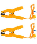 2 Pack K Type Thermocouple Sensor Leads With Clamp Jaw Clips For HVAC And Plumbing Gauges, Pipe Clamp Temperature Probes For Field Service, -40 To 392 F, Yellow, Durable And Easy To Use