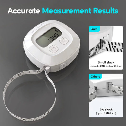 Bluetooth Body Tape Measure With App 60 Inch Retractable Locking Tape for Accurate Body Measurements and Body Fat Tracking. LCD displays 13.45.