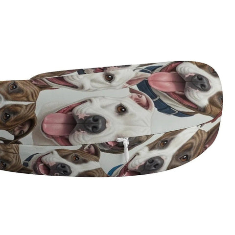 U Shaped Neck Pillow For Travel And Office Napping Reusable Lightweight Multi Functional Cushion For Airplane Train And Car Rides Soft Durable Polyester Fabric Cozy Travel Buddy For Pitbull Dog Lovers, pitbull pattern close-up