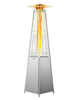 Pyramid Propane Patio Heater With Wheels 48000 BTU Outdoor Heater With Quartz Glass Tube and stainless steel base.