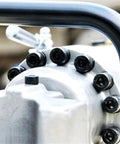 Close-up view of the copper core motor on the Professional HRB-22 Electric Hydraulic Rebar Cutter And Bender for steel bars.