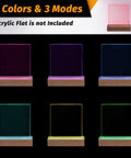 5.9 Inch Wooden LED Light Base Kit Dimmable Colorful Display Pedestals USB Powered For Acrylic Art, 7 Colors, 3 Modes